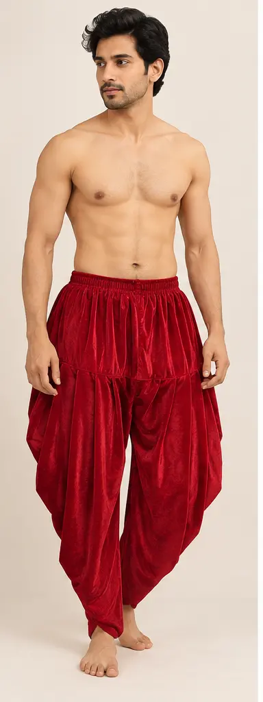 Men’s Pleated Dhoti Style Pajama with Elastic Waist