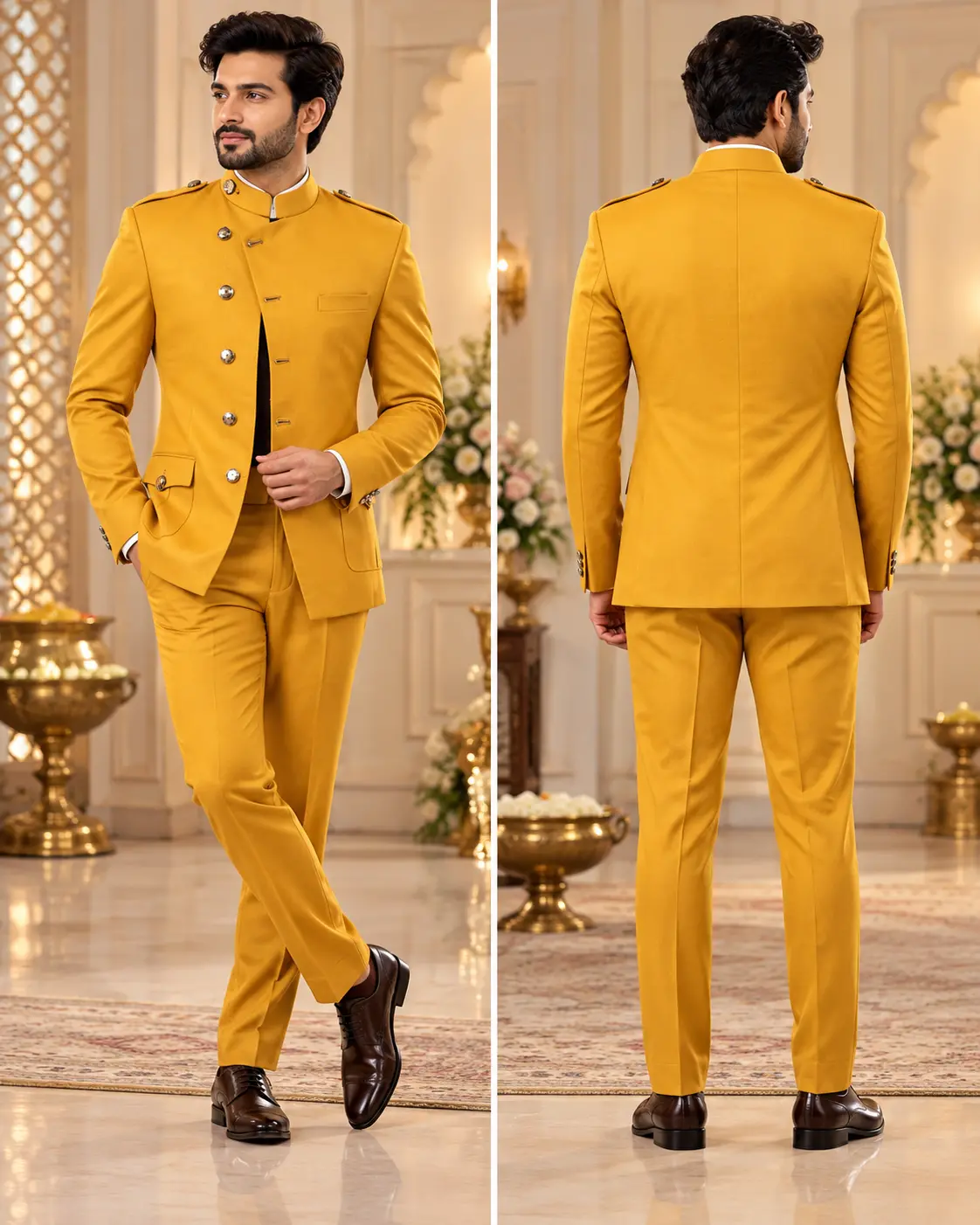 Men’s Mustard Jodhpuri Suit with Matching Trousers