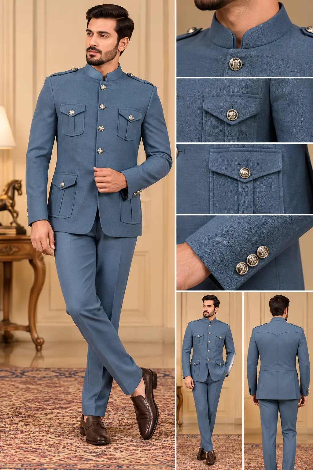 Men’s Slate Blue Hunting Blazer with Matching Trousers