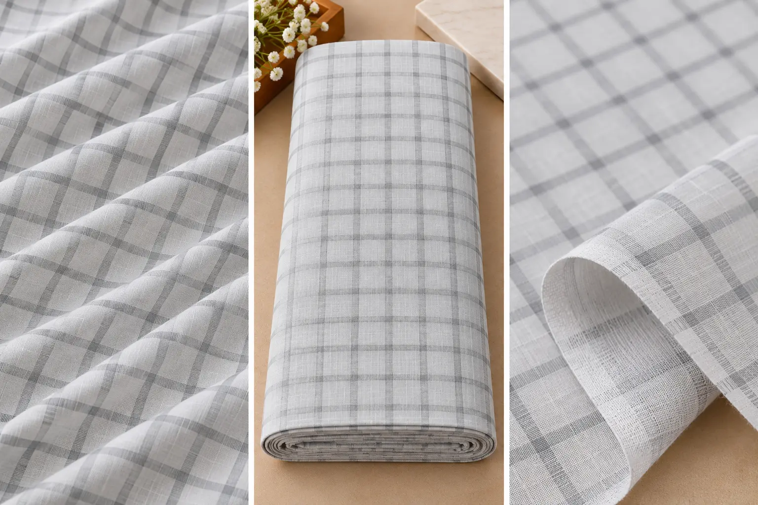 Premium Windowpane Check Shirt Fabric
