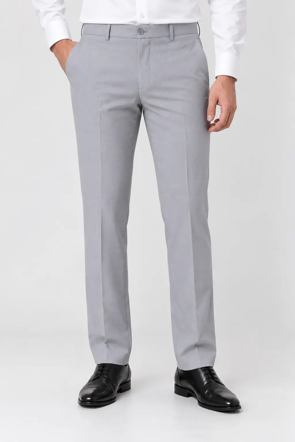 Men’s Light Grey Slim Fit Formal Trousers