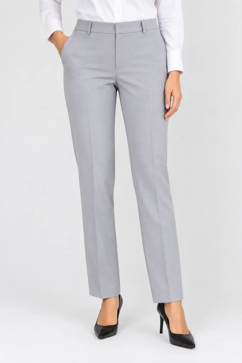 Women’s Light Grey Slim Fit Formal Trousers