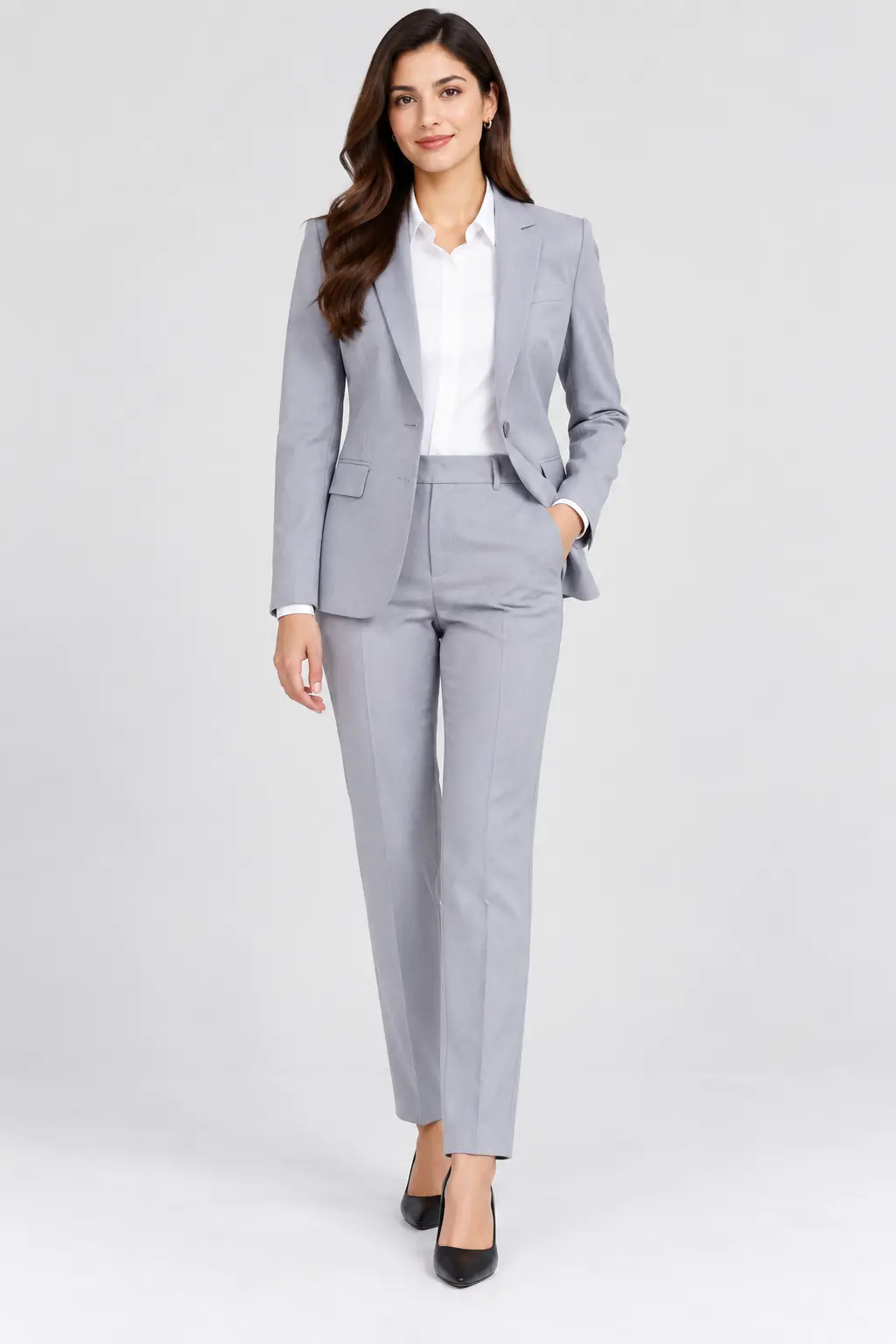 Women’s Light Grey Slim Fit Formal Suit