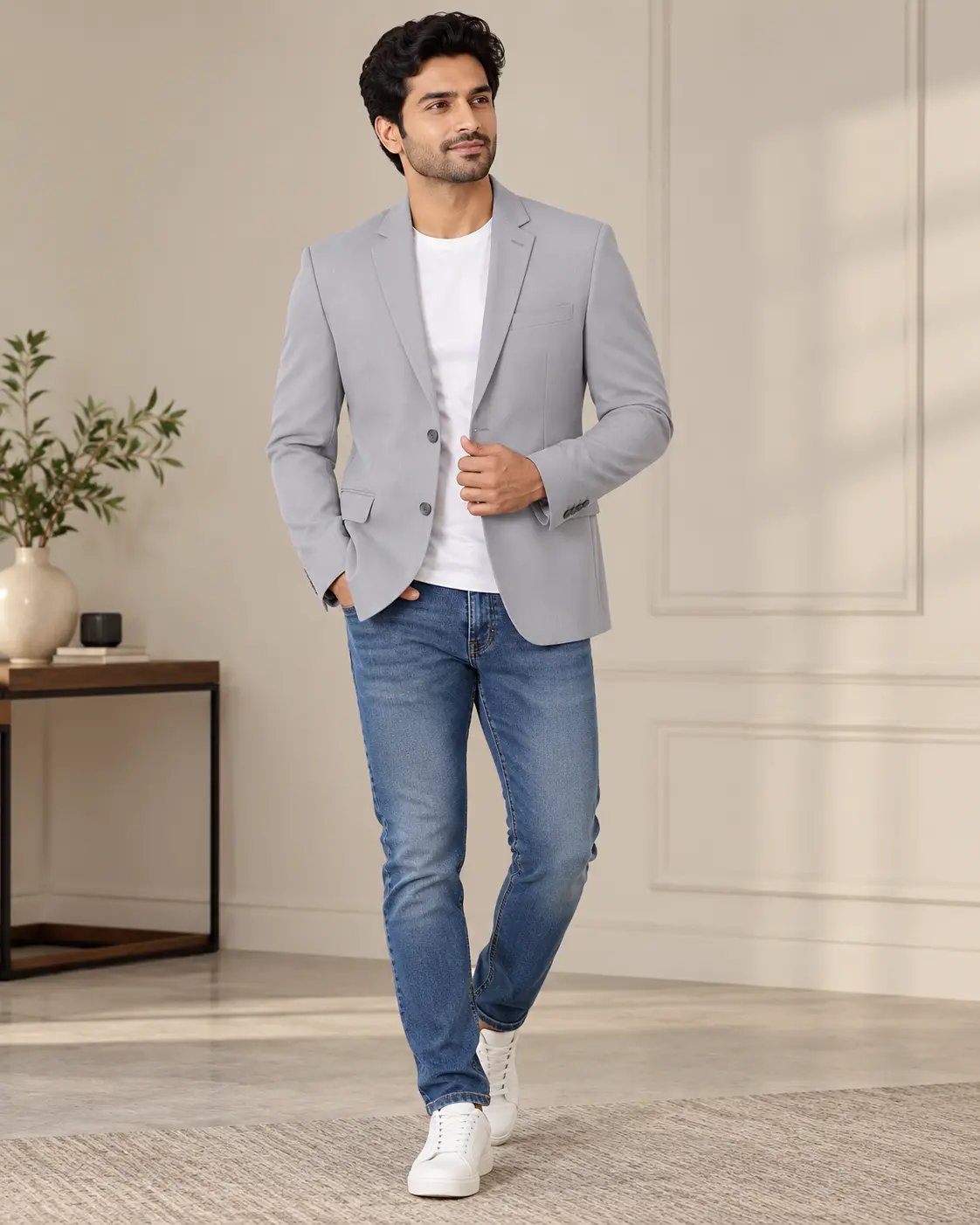 Men’s Light Grey Slim Fit Blazer