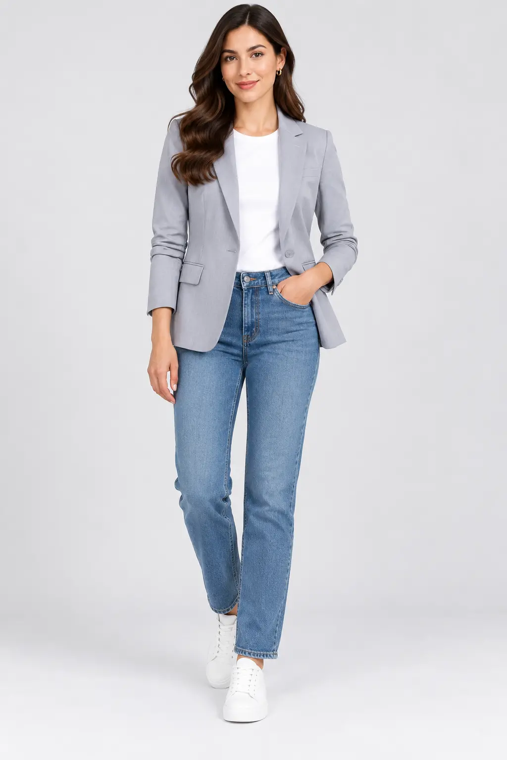 Women’s Light Grey Slim Fit Blazer