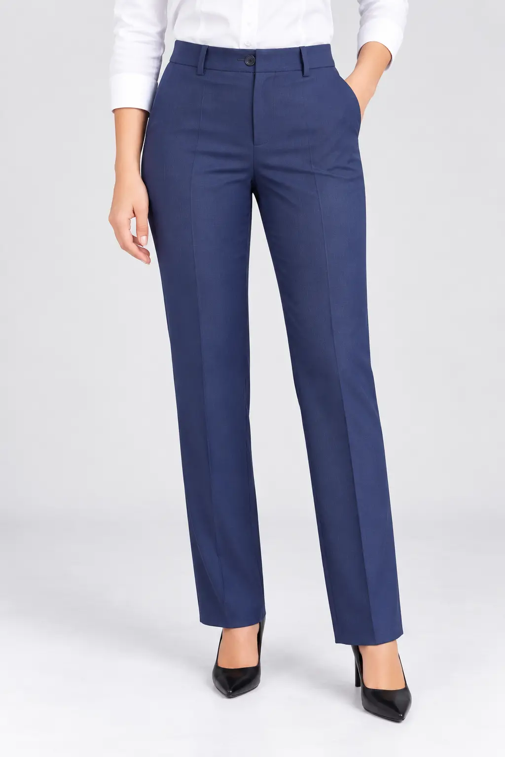Women’s Navy Blue Slim Fit Formal Trousers