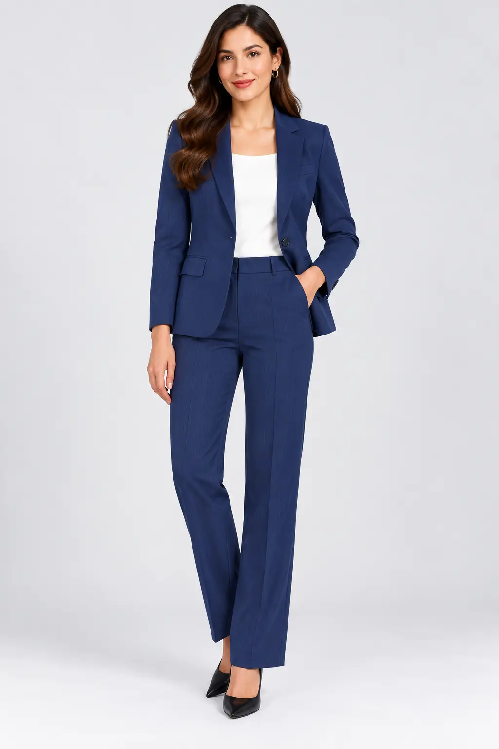 Women’s Navy Blue Slim Fit Formal Suit