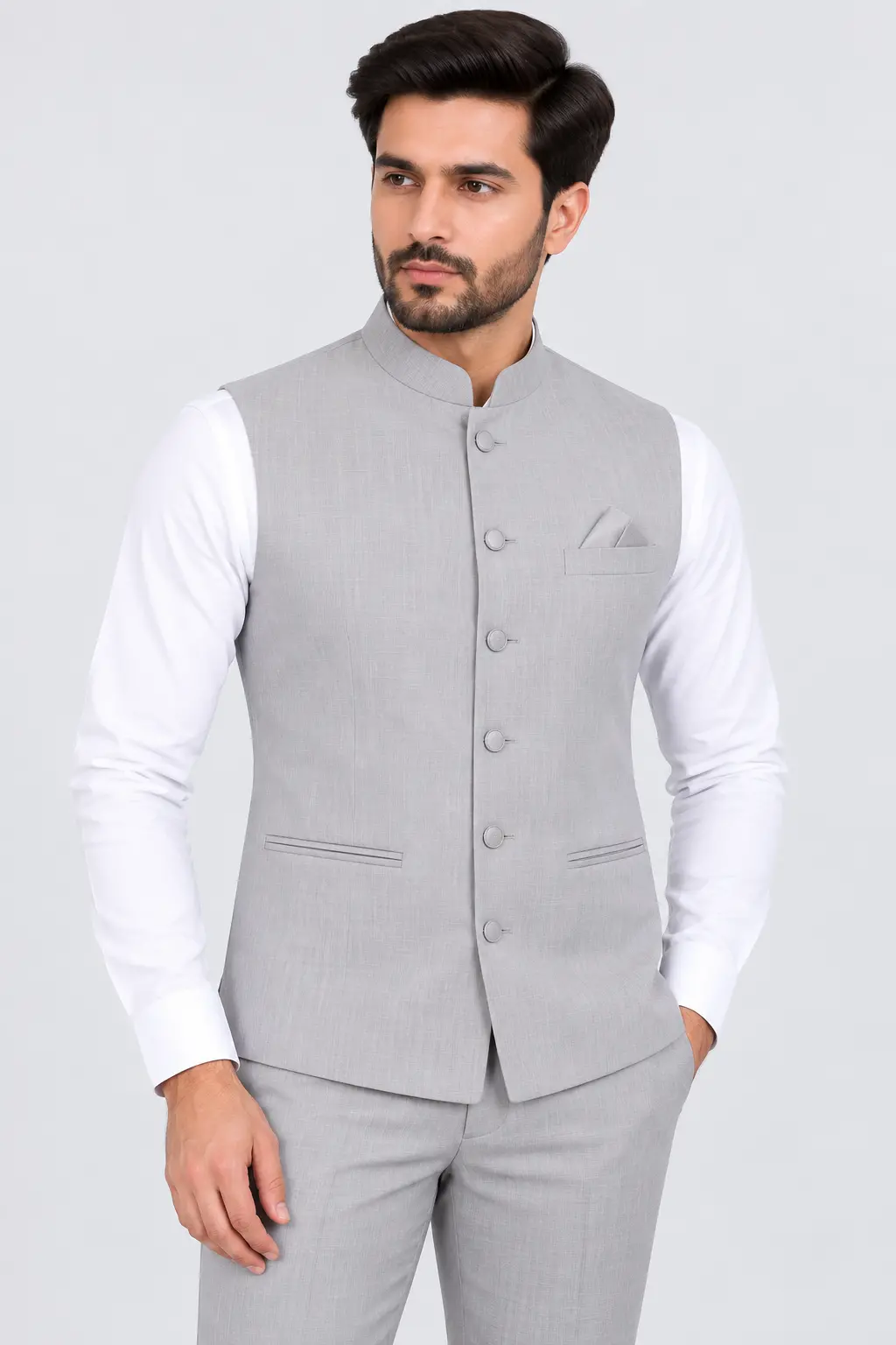 Men’s Light Grey Jodhpuri Koti